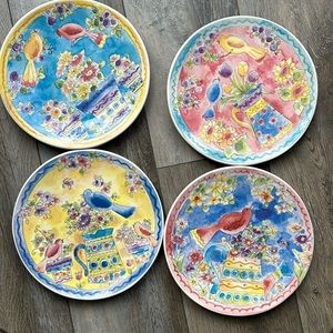 Sue Zipkin Hand Painted Set of 4 Plates
